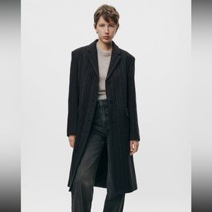NWT Zara Manteco Wool striped coat ZW collection
